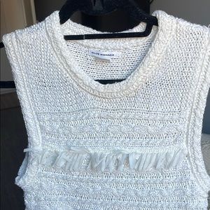 Club Monaco White Fringe Knit Tank Size S